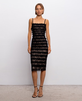 Herve Leger Черное платье Dara в кружево 46HLC8578441