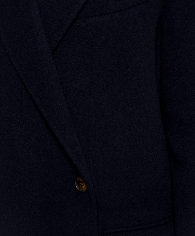 Brunello Cucinelli Синє двобортне пальто з вовни і кашеміру MD5327309P зображення 5