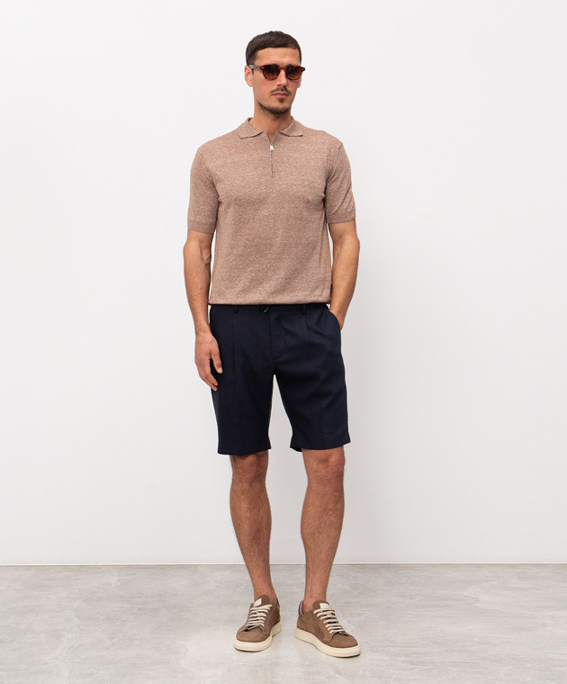 Cashmere&Whiskey Коричневе поло з льоном MS004 зображення 2