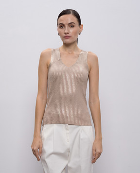 Peserico Бежевый топ в рубчик E99107F1809209