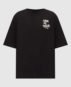 Comme des Fuckdown Чорна футболка з брендовим принтом емблеми FMS6CFABM02001