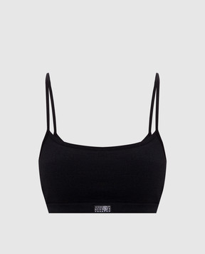 Maison Margiela MM6 Чорний топ з нашивкою емблеми MKRK50010