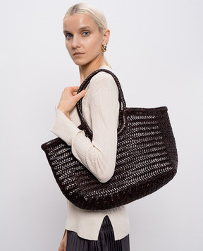 Dragon Коричневая кожаная плетеная сумка-тоут Nantucket DGS68822