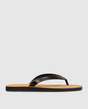 The Row Черные кожаные шлепанцы City Flip Flop F1388L60C