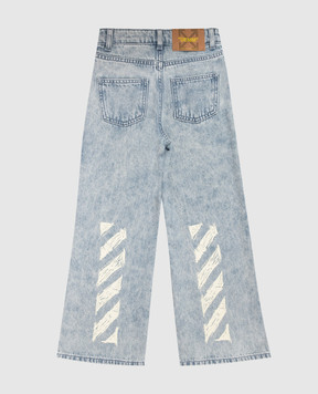 Off-White Дитячі блакитні джинси з принтом логотипа 44GYB001S26D001