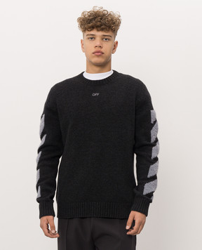 Off-White Темно-серый свитер с шерстью 44MHE087F26K002