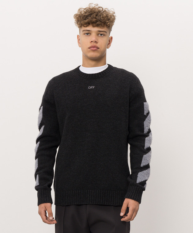 Off-White Темно-серый свитер с шерстью 44MHE087F26K002 изображение 3