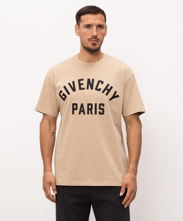 Givenchy Бежева футболка з нашивкою логотипа BM71NK3YRS зображення 3