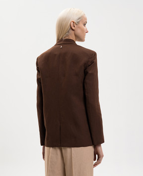 Twinset Коричневий двобортний жакет з льоном 261AP2323