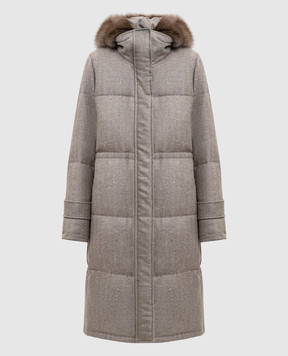 Paolo Moretti Коричнева куртка з вовни і кашеміру з хутром соболя ERICA