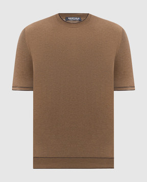 Bertolo Cashmere Коричнева футболка з контрастним окантуванням 902204002056