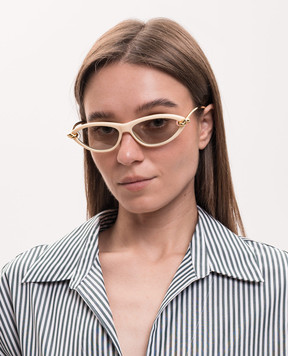 Bottega Veneta Бежевые солнцезащитные очки 821447VBL80