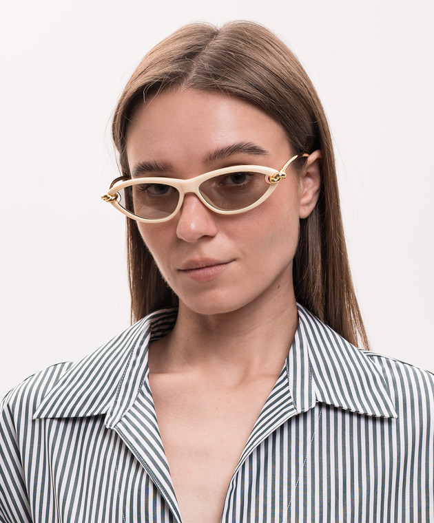 Bottega Veneta Бежевые солнцезащитные очки 821447VBL80 изображение 2