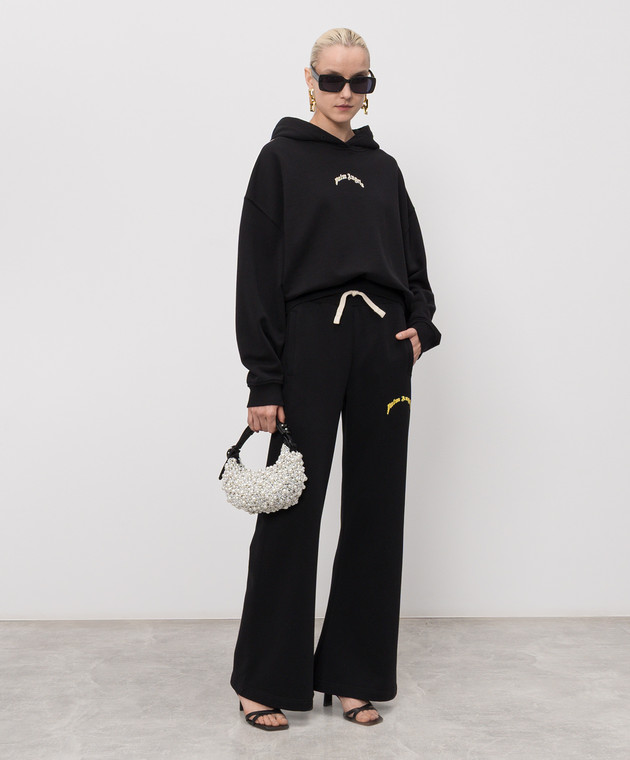 Palm Angels Черные спортивные брюки с принтом логотипа PWCH029S26FLE003 изображение 2