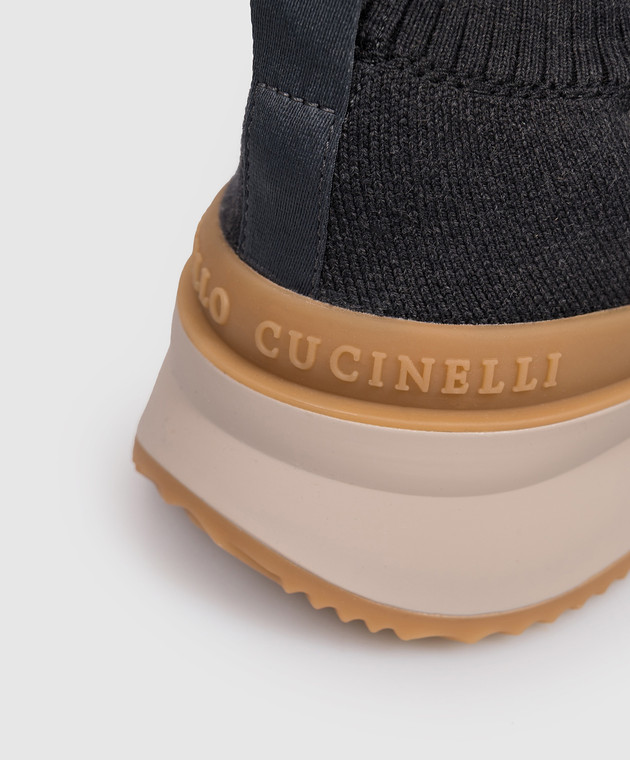 Brunello Cucinelli Серые кроссовки с логотипом MZUAUFO340 изображение 5