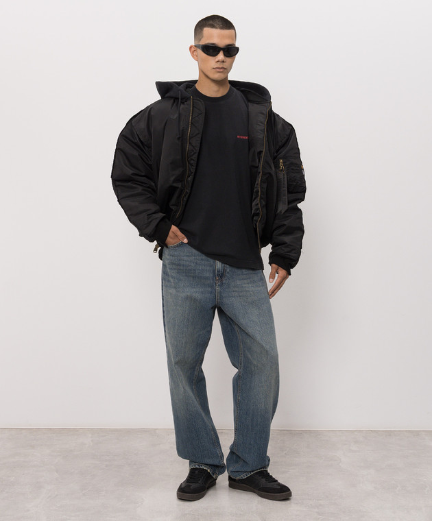 Vetements Черная футболка с принтом логотипа MH27TR142Bm изображение 2