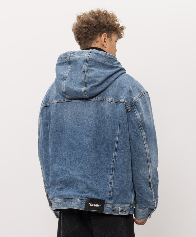 Off-White Синяя джинсовая куртка с эффектом потертости 44MYE09SF26D002 изображение 4