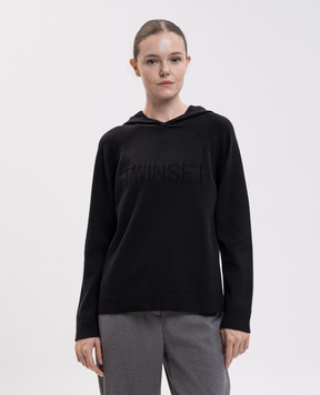 Twinset Черный худи с узором логотипа 262LI3NCC