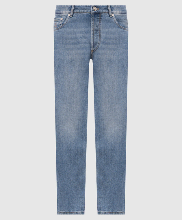 Brunello Cucinelli Блакитні джинси з вишивкою емблеми M283PD3210