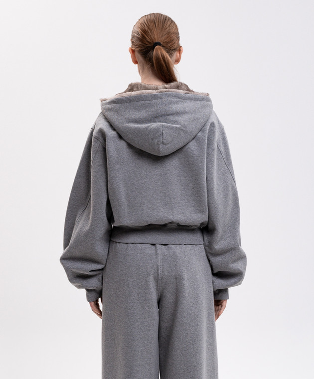 Alexander Wang Серая утепленная спортивная куртка с вышивкой логотипа 1CC4262803 изображение 4
