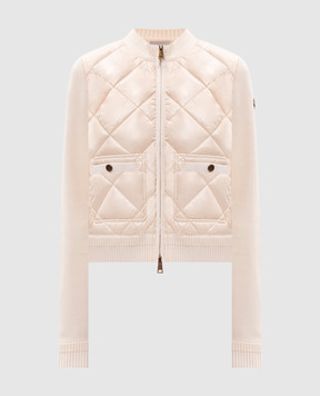Moncler Комбинированная куртка цвета айвори с нашивкой логотипа L20939B00004M1113