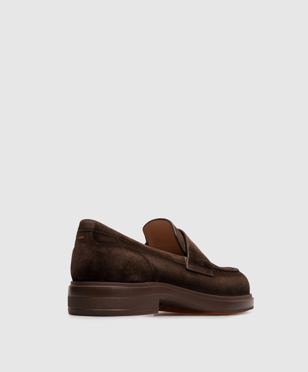 Santoni Коричневые замшевые лоферы WUYW72448CIONHSY изображение 3
