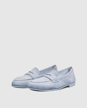 Santoni Блакитні замшеві лофери WUVD72025GOMSAEA