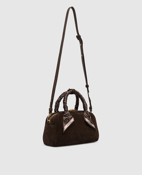 AMIRI Коричневая замшевая сумка с логотипом AWHABA1029