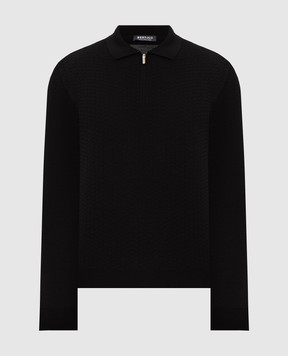 Bertolo Cashmere Черное поло из шерсти и шелка 902473002514
