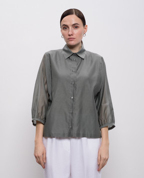 Peserico Зелена блуза із шовком з ланцюжком моніль S0601308372