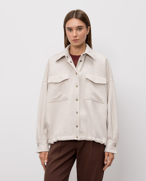Brunello Cucinelli Куртка кольору айворі з вовни MP565B3N06