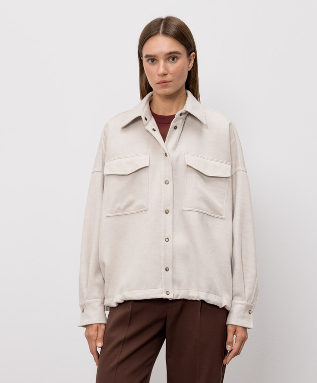Brunello Cucinelli Куртка кольору айворі з вовни MP565B3N06 зображення 3