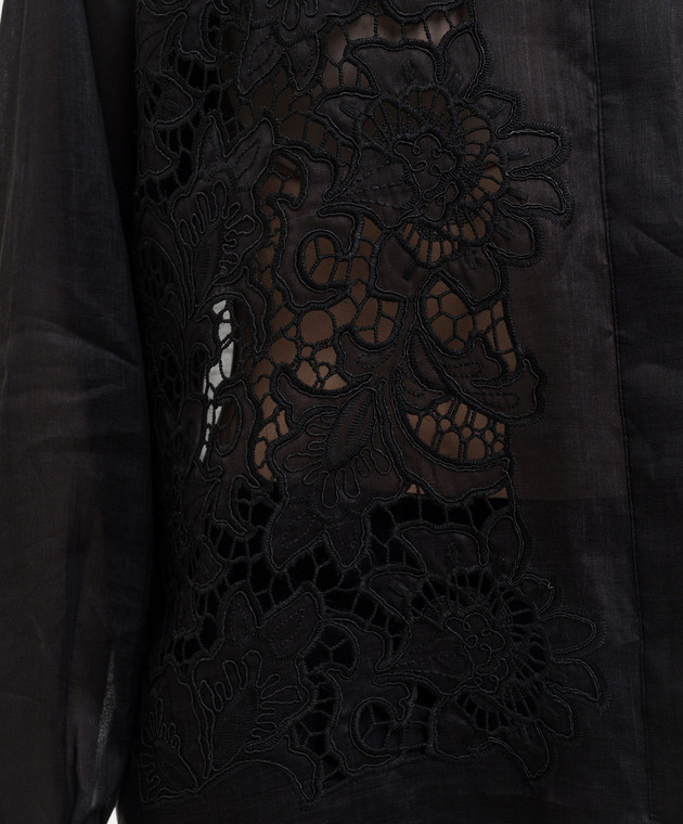 Max Mara Черная рубашка CALI из рамы с вышивкой MSTCALI изображение 5