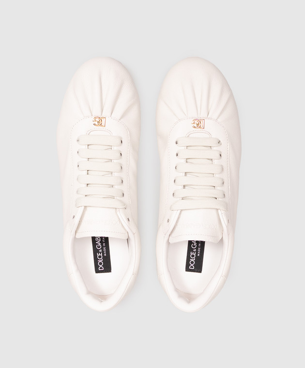Dolce&Gabbana Белые кожаные кроссовки Ballet CK2485A3O78 изображение 4