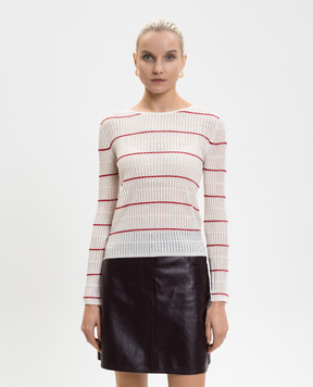 Max Mara Белый джемпер MSTPEDONE из шелка и шерсти с воротником-поло MSTPEDONE