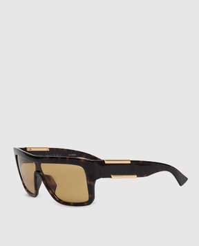 Bottega Veneta Коричневі сонцезахисні окуляри Injected Aviator з ефектом черепахового панцира 872385VBL80