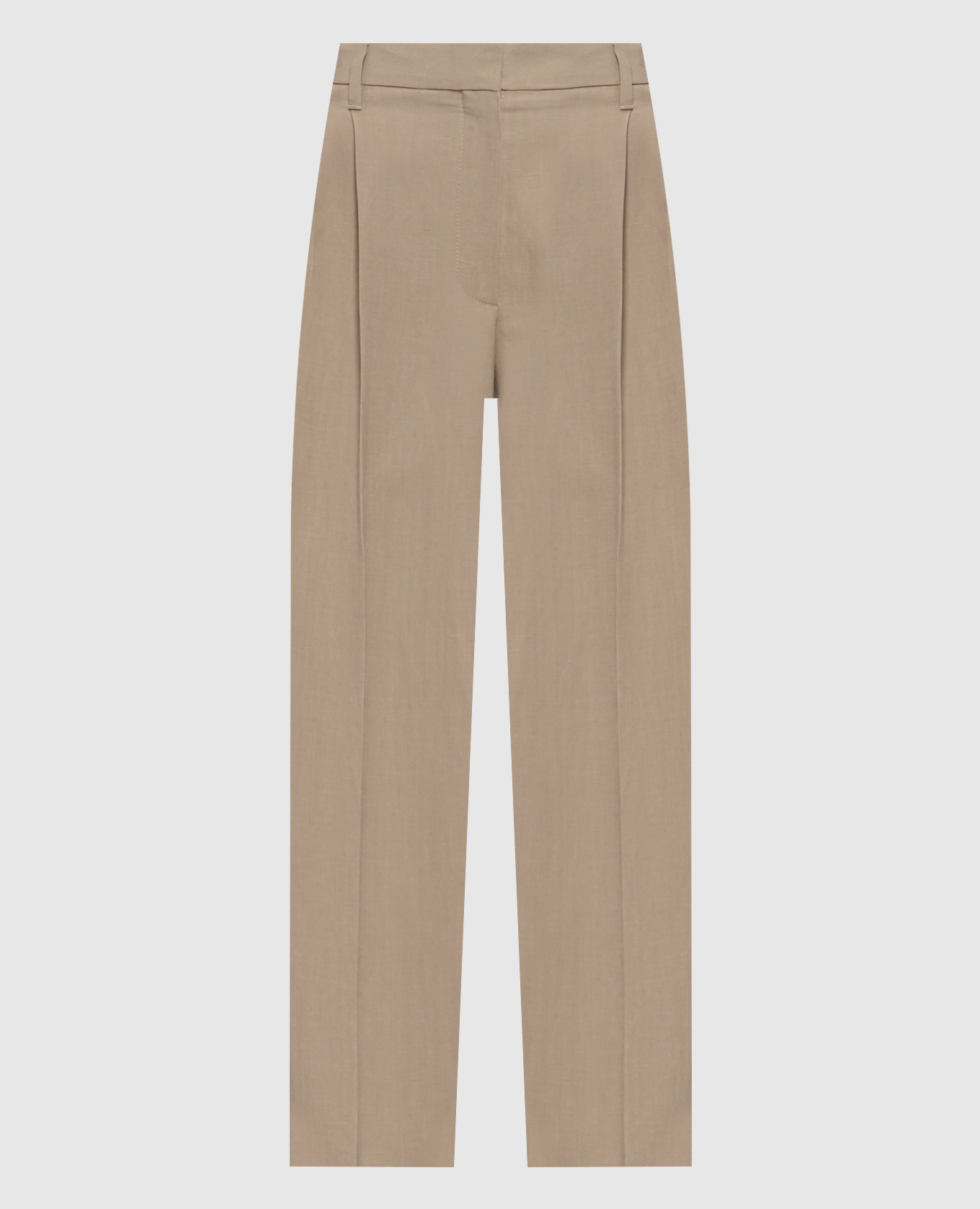 Коричневые брюки с льном