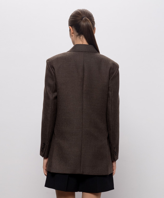 Max Mara Коричневый двубортный жакет PULVINO из шерсти MXSPULVINO изображение 4