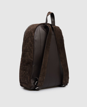 Orciani Коричневый замшевый рюкзак Laio Chevrette с плетением P00711PEW