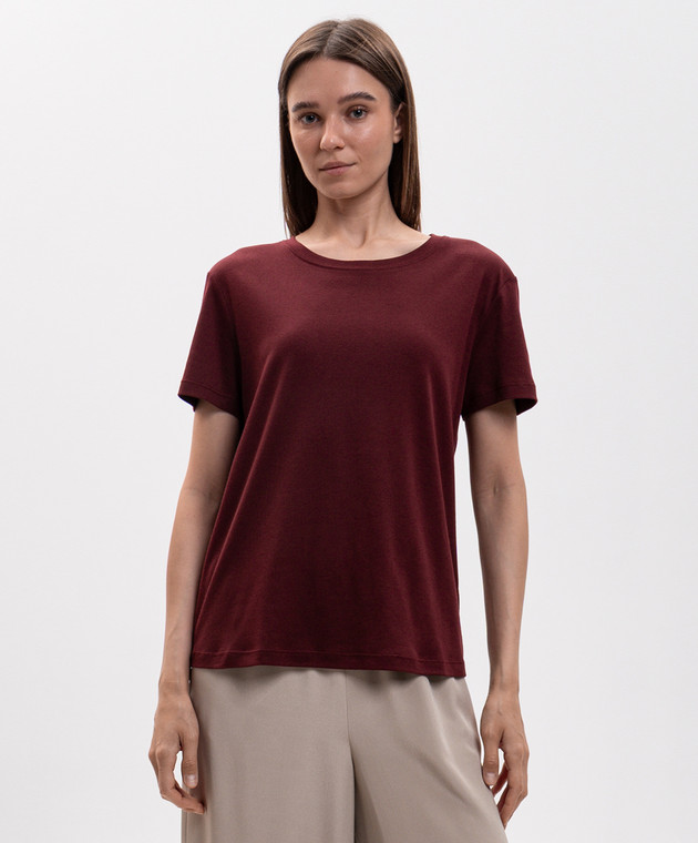 Max Mara Бордовая футболка SEGALE с вышивкой SMMSEGALE изображение 3