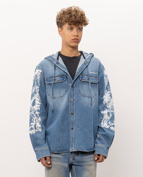 Off-White Синя джинсова сорочка City Nature з капюшоном 44MYD05XF26D001