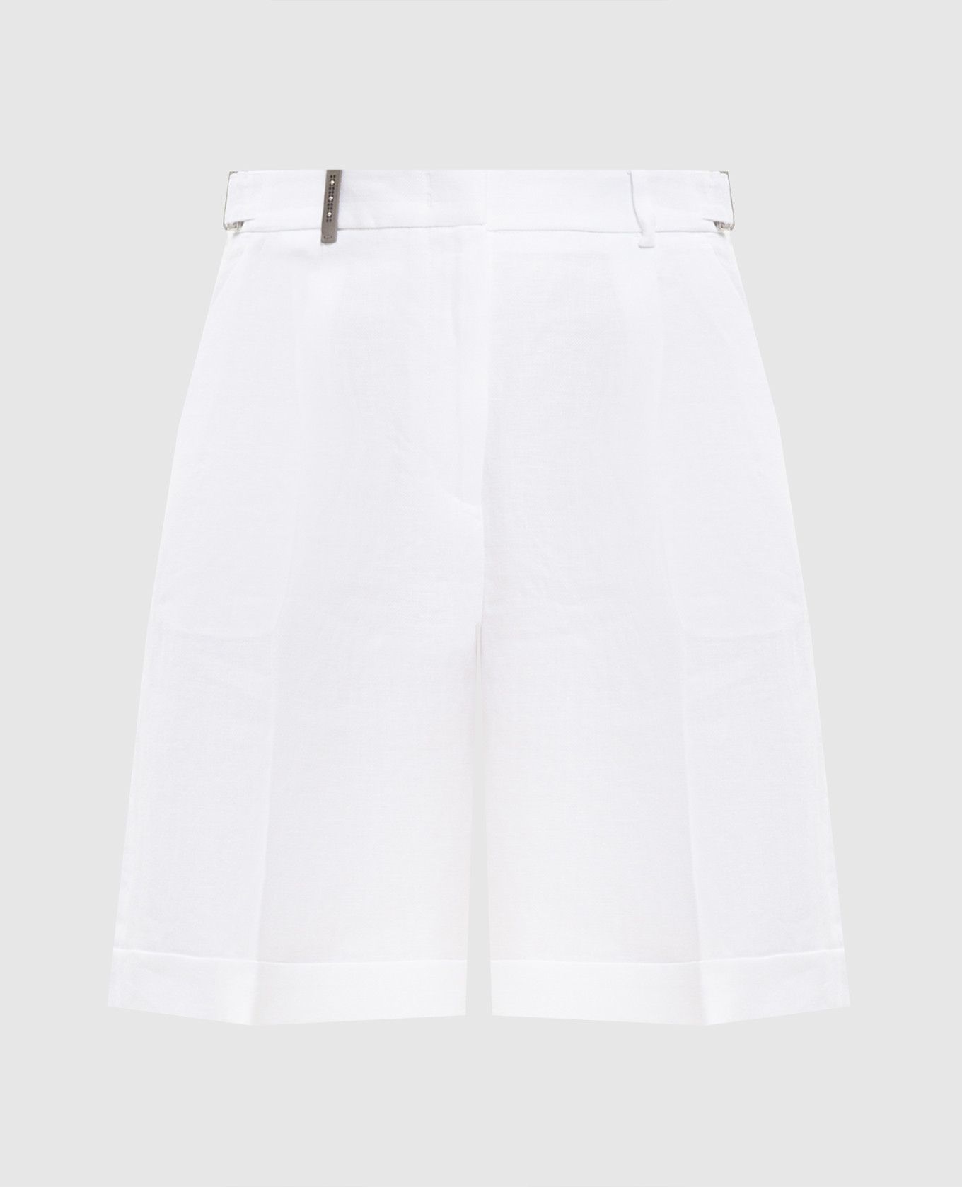 Белые шорты из льна с отворотами
