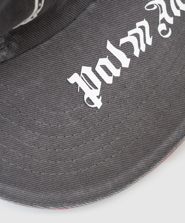 Palm Angels Сіра кепка з принтом PMLB104S26FAB006 зображення 4