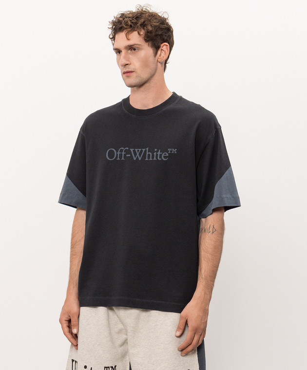 Off-White Голубая футболка с принтом логотипа 44MAA120F26J01D изображение 3