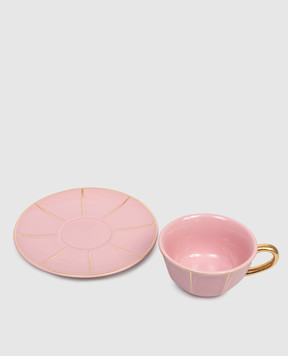 Bitossi Home Розовая фарфоровая чашка для чая с блюдцем FTB00501