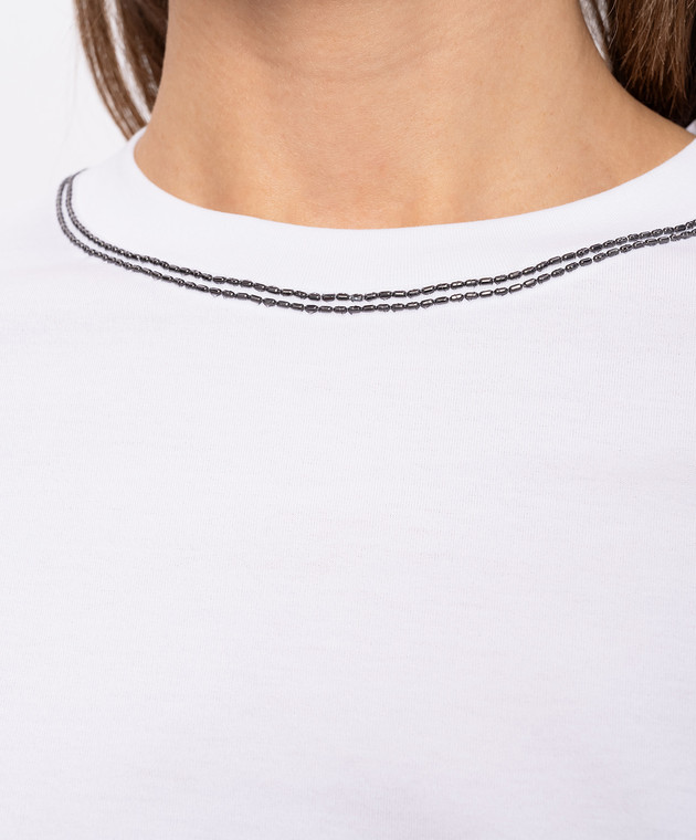 Brunello Cucinelli Біла футболка з ланцюжком M0T81BZ100 зображення 5