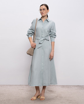 Woolrich Зеленое платье-рубашка с льном CFWWDR2019FRUT3043