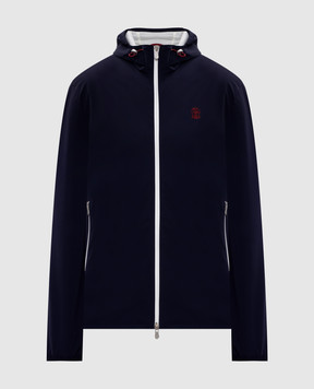 Brunello Cucinelli Синя вітровка з вишивкою емблеми MM49A7440G