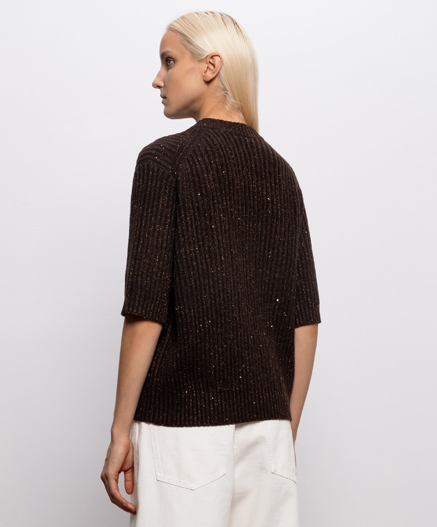 Brunello Cucinelli Коричневий в'язаний топ з кашеміру та вовни MBM753520 зображення 4