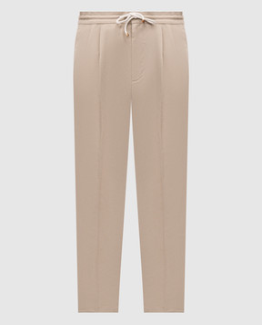 Brunello Cucinelli Бежевые брюки с льном MH255E1710